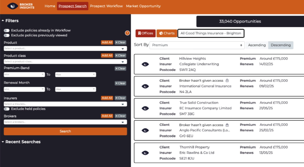NEW! Client name visibility - Improving broker and insurer interaction 2 prospect search screenshot 1